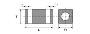 貫通形セラミックコンデンサ（表面実装タイプ）CTHシリーズ寸法